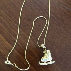 Gold & Rhinestone Ice Skate necklace